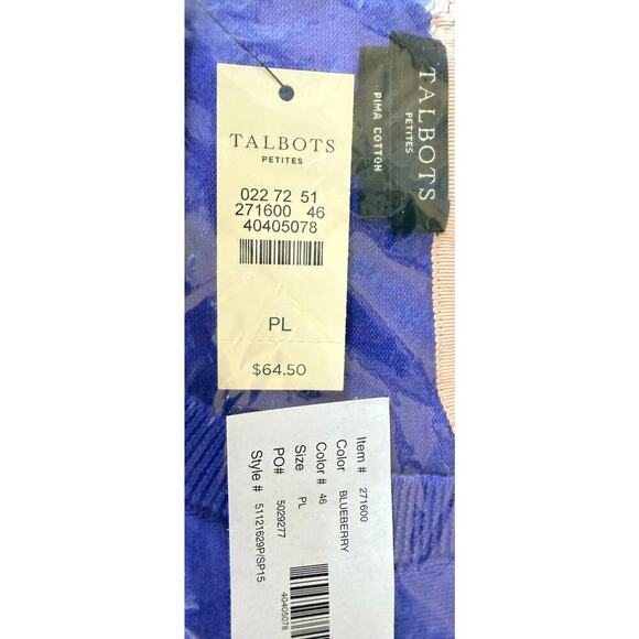 Talbots Charming Cardigan Pima Cotton Blueberry Purple Petite PL NWT - Picture 4 of 5